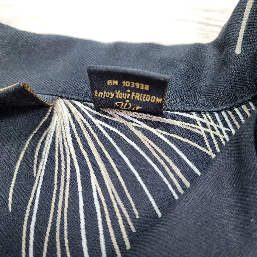 WFF 100% Silk Black Button Down Men's Short Sleeve Shirt XXL - Picture 4 of 7